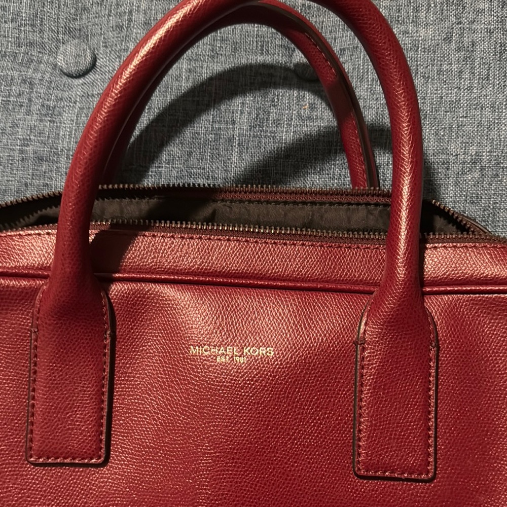 Red Briefcase With Structured Shape And Smooth Le… - image 4